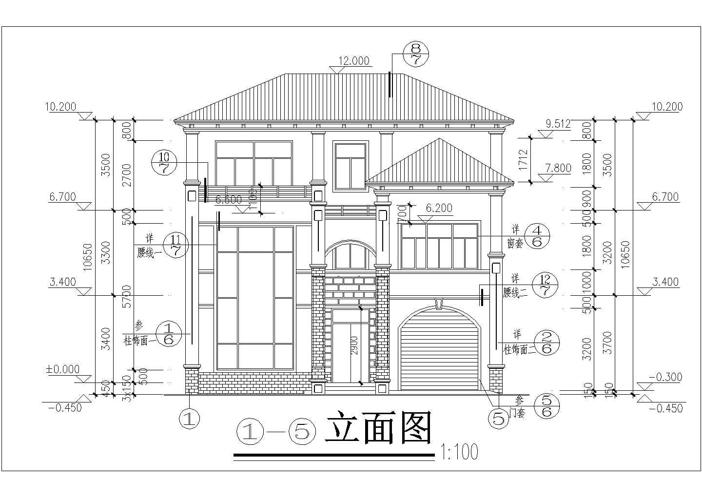 东莞市某小区三层楼别墅建筑设计施工图