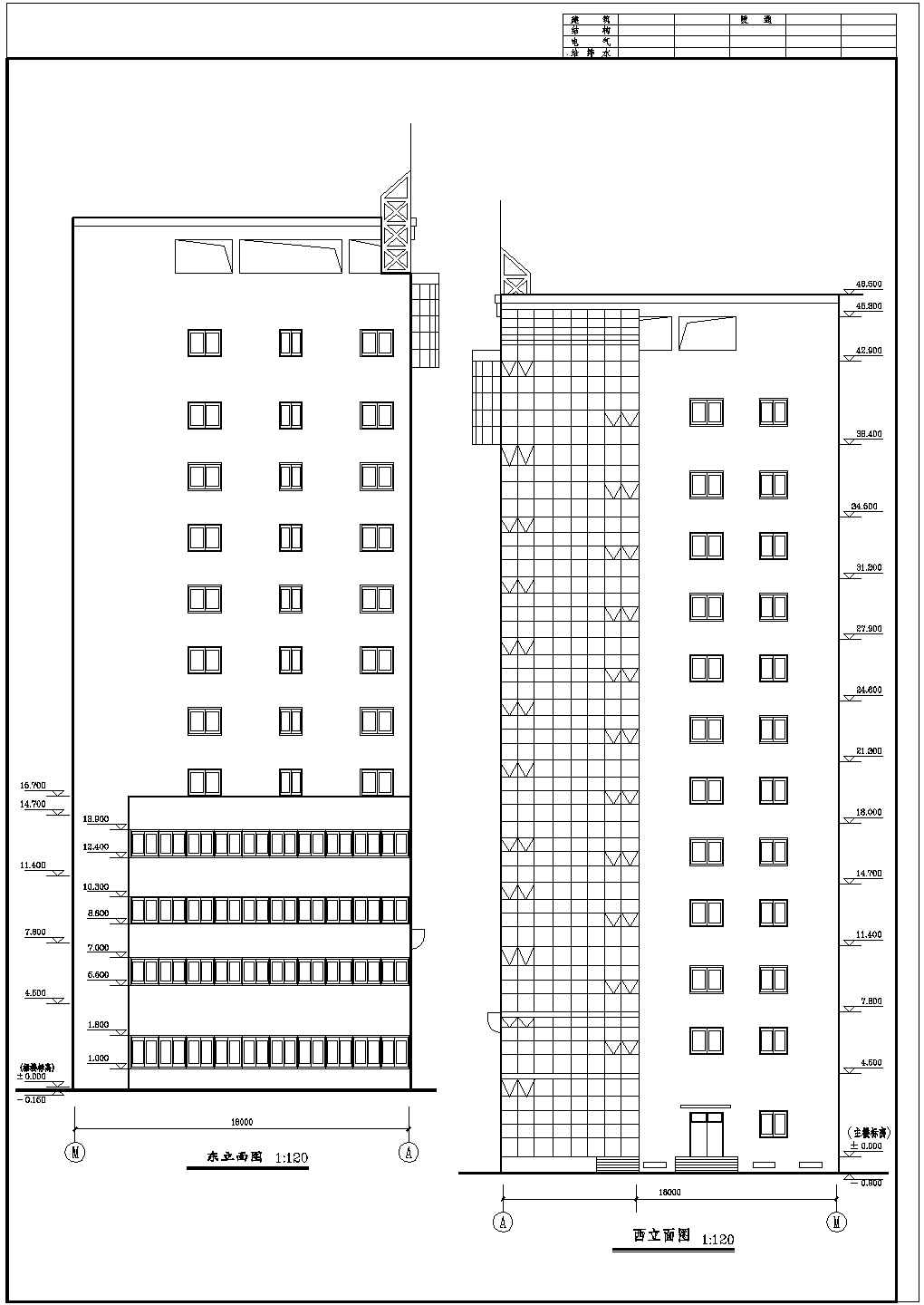 某十二层酒店施工设计CAD全套平面图