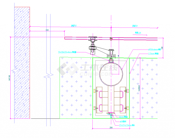 某幕墙雨棚节点建筑设计施工方案cad-图一