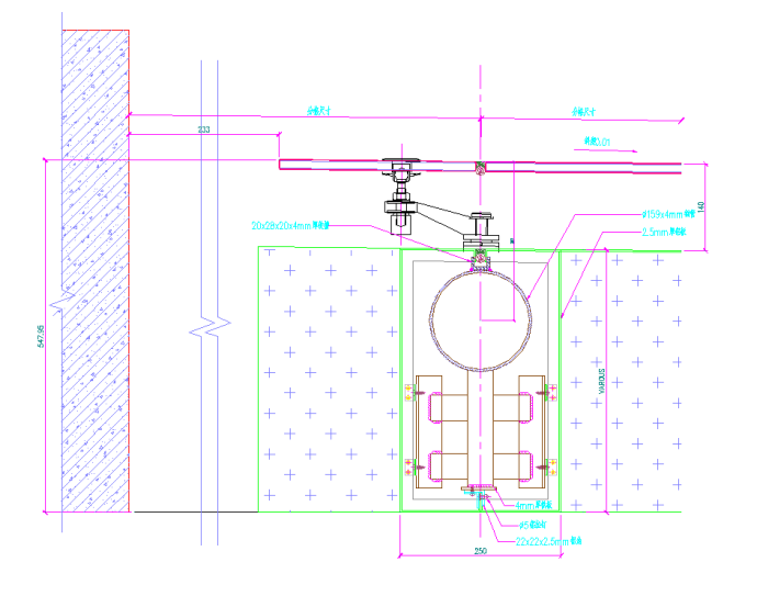 某幕墙雨棚节点建筑设计施工方案cad_图1