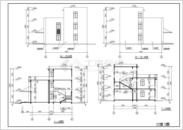 某三层办公楼建筑、结构设计施工图-图二