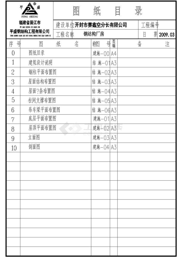 开封市某公司钢结构平面设计详图-图一