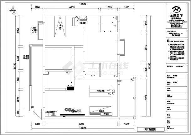 长沙高层剪力墙结构住宅（三居室）室内装修设计施工图-图一