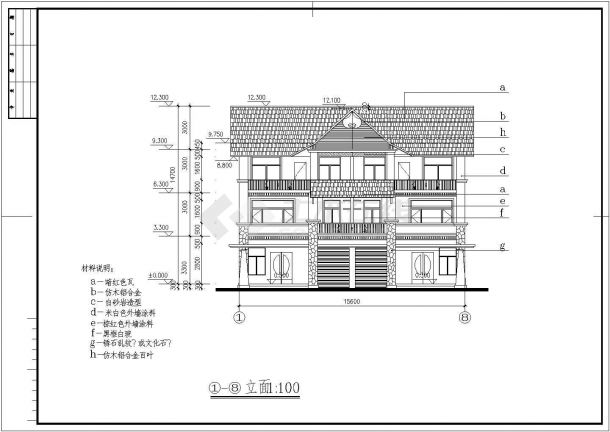 广州某逸泉山庄别墅C区Bsa型建筑设计CAD施工图-图二