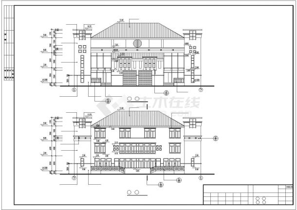 广州奥迪花园双连别墅建筑设计CAD施工图-图一