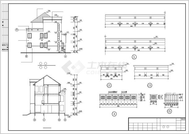 广州奥迪花园双连别墅建筑设计CAD施工图-图二
