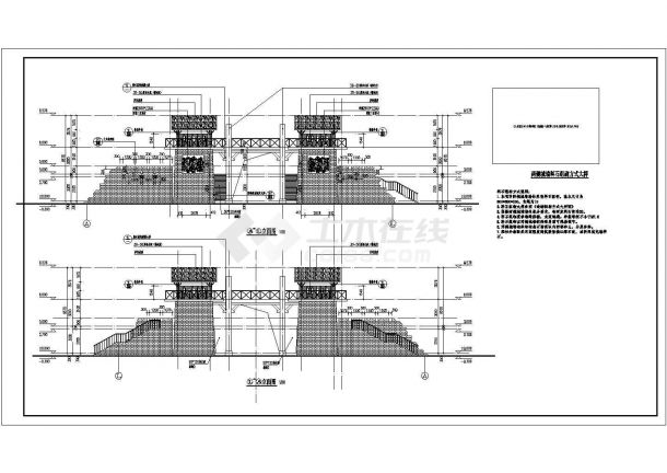 四川三层框架结构景区大门建筑设计施工图-图一
