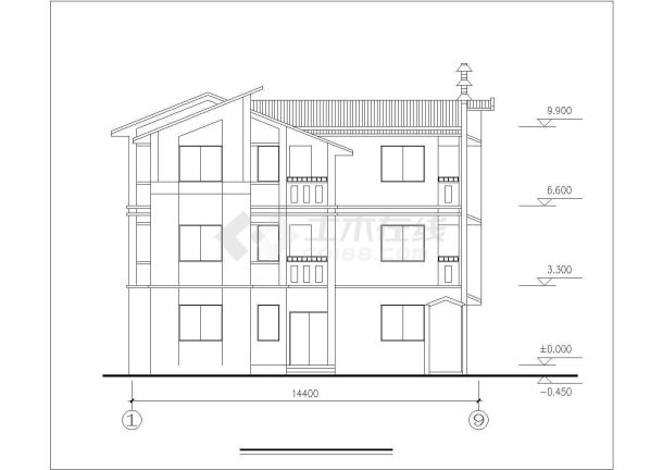 某地区村镇小康别墅建筑设计CAD全套施工图-图一