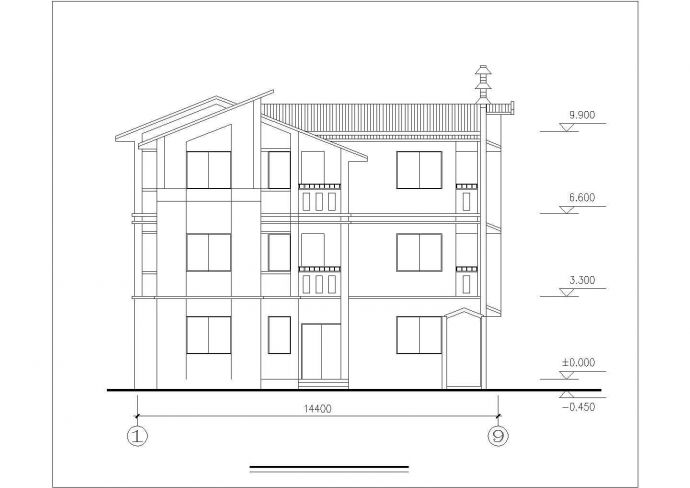 某地区村镇小康别墅建筑设计CAD全套施工图_图1