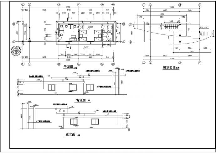 某地小型厂区大门建筑施工图（共2张）_图1