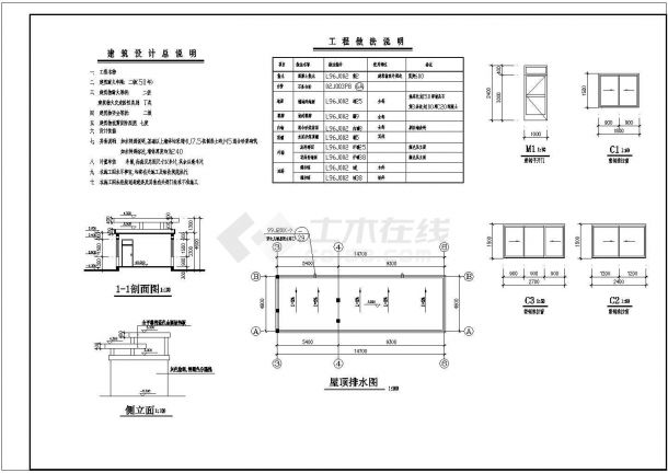 某地小型厂区大门建筑施工图（共2张）-图二