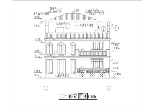 某地区典型别墅详细建筑设计CAD施工图-图一