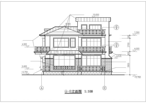 某地区东信山庄别墅建筑设计CAD施工图纸-图一