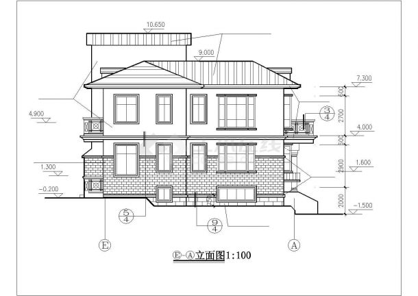 某地区东信山庄别墅建筑设计CAD施工图纸-图二