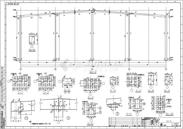 某地六层钢框架和钢门架结构车间结构施工图纸-图二