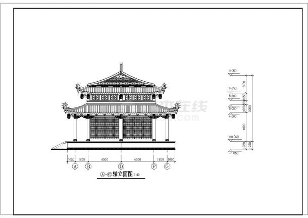 某地较受欢迎的龙山寺平立面施工方案设计图-图二
