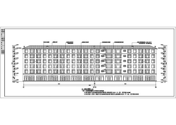 某地6层底框结构商住楼建筑设计方案图-图一