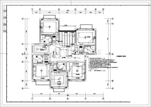 某地区局接待室电气竣工设计CAD图-图二