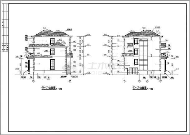 江西某三层坡屋顶别墅建筑设计施工图-图二