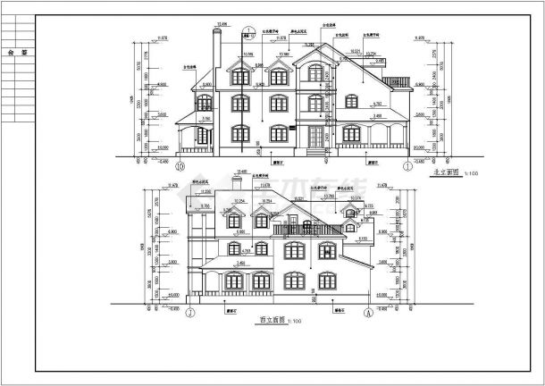 某地3层框架结构企业办公别墅建筑设计施工图-图二