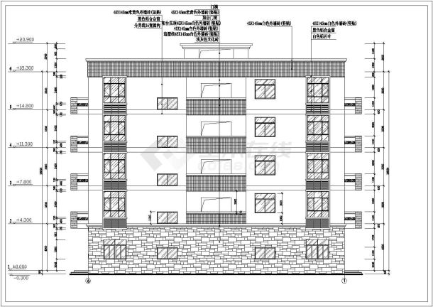 某地5层框架结构私人住宅建筑设计施工图-图一