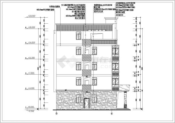 某地5层框架结构私人住宅建筑设计施工图-图二