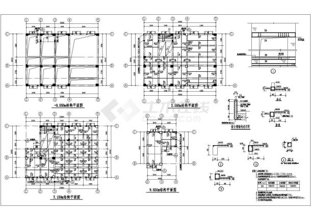 某三层框架结构住宅楼结构施工图纸-图二
