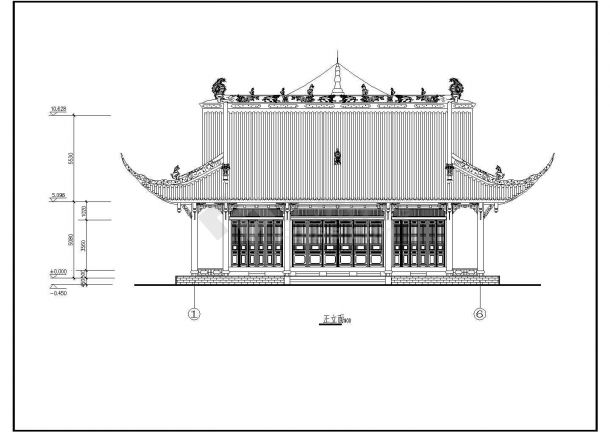 某地非常受欢迎的庙宇建筑施工图纸-图二