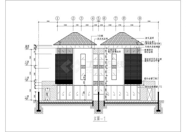 双拼豪华别墅施工设计CAD建筑图-图一