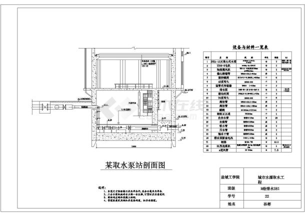 某水厂单位框架结构水泵站工程设计图-图二