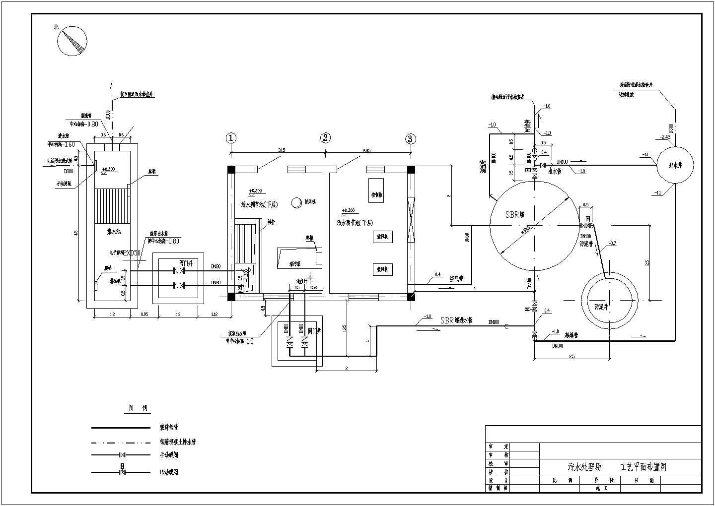某单位厂区内砖混结构SBR工艺流程设计图