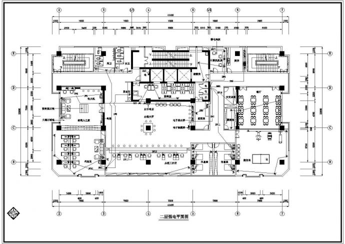 某地区地税营业厅电气CAD施工图纸_图1