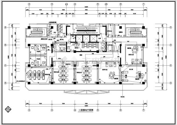某地区地税营业厅电气CAD施工图纸-图二