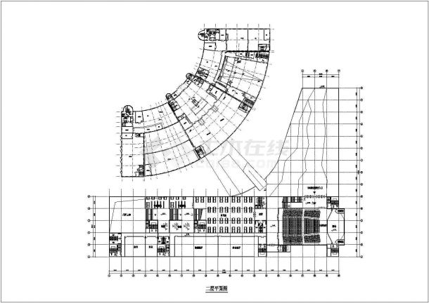 某地区大型首都图书馆2至10层各层的平面图（共6张）-图一