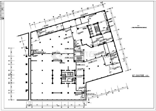 某地区大厦三层地下室电气CAD图-图二