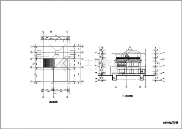 某地4层框架结构别墅部分方案施工图-图二