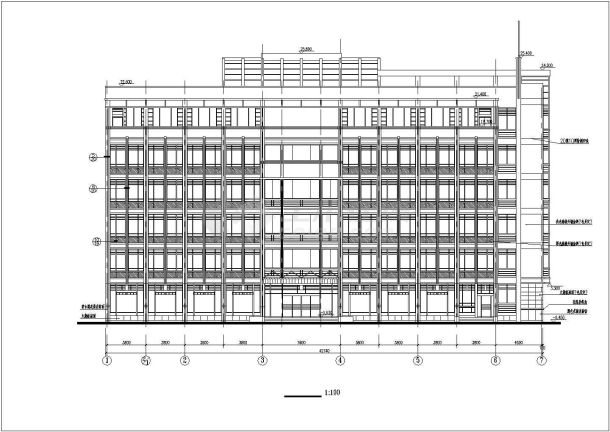 杭州市江干区六层办公楼建筑设计施工图-图一