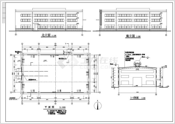 钢结构车间建筑cad施工图（共4张）-图二