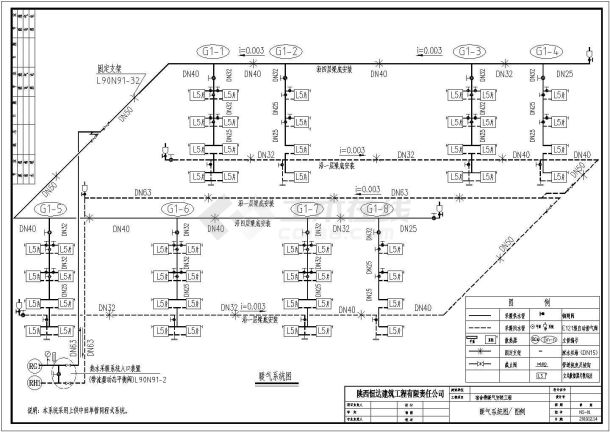 某四层小宿舍楼散热器上供下回单管跨越式系统采暖设计图-图一