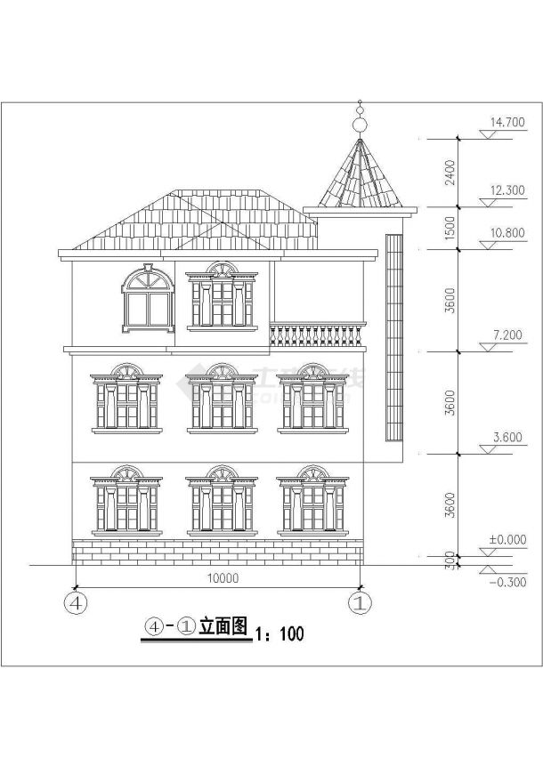 某农村三层框架结构别墅建筑设计方案图-图二