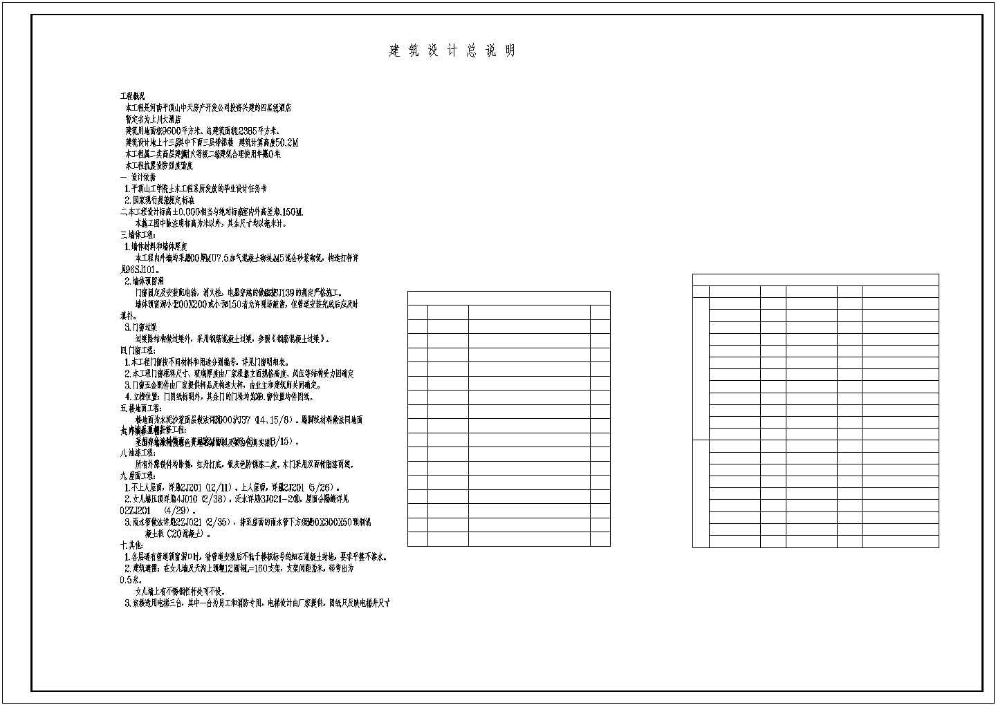 上川大酒店建筑设计方案及施工全套CAD图纸