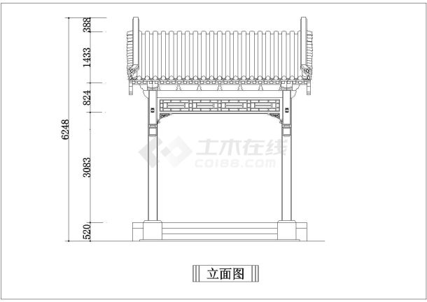 某地区古典建筑立面建筑设计cad施工图-图二