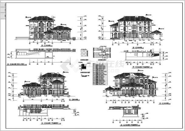 上海檀宫三层框架结构别墅建筑设计方案图-图一
