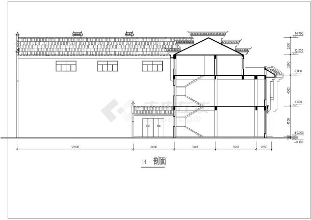 某地区古建办公楼建筑设计cad施工图-图二