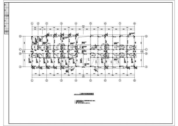 某地3层框架结构办公楼全套结构施工图-图二