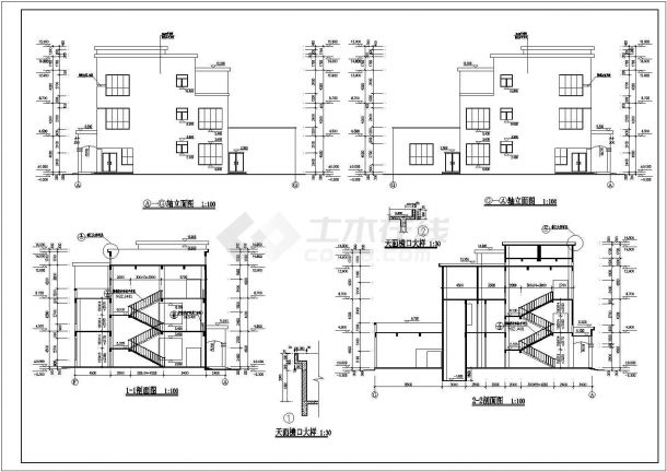 某地三层框架结构员工餐厅建筑设计施工图-图二