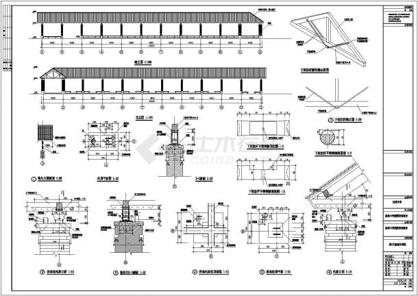 扬州某中学校园廊道景观建筑设计施工图-图二