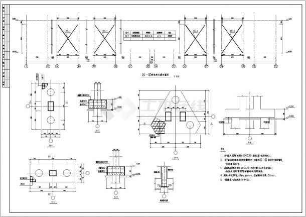 某地3层框架结构厂房部分结构施工图-图一