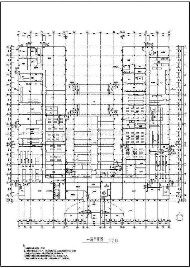 某厂房建筑设计CAD平立面施工图纸-图二