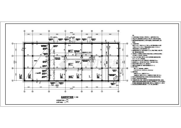 某项目单层框架结构地下泵房结构施工图-图二